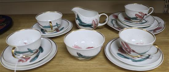 A Susie Cooper orchid designed part teaset